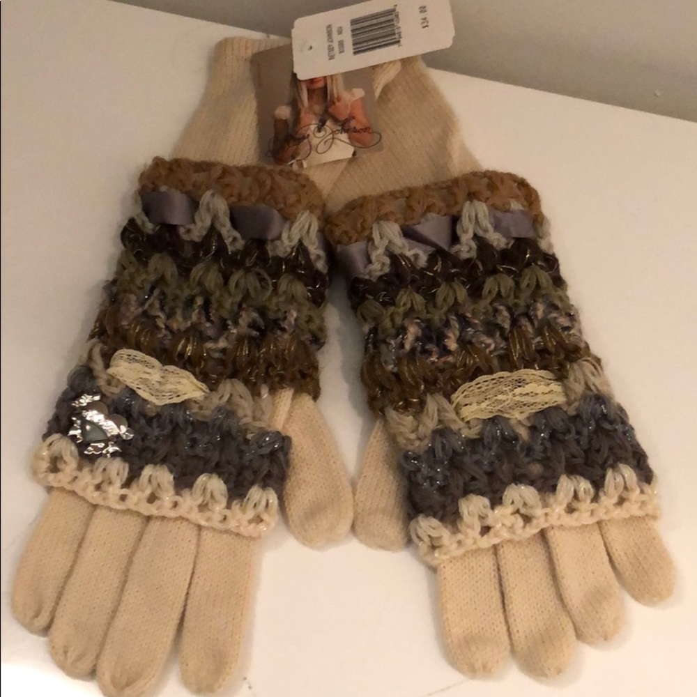 BETSEY JOHNSON GLOVES WITH KNITTED OVERLAY